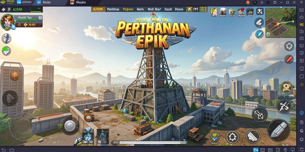 Screenshot A200M menunjukkan aksi seru di permainan Tower Defense.