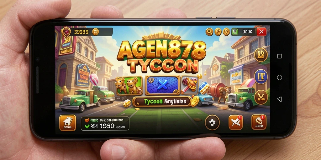 Screenshot utama AGEN878 menunjukkan aksi gameplay Tycoon yang seru dan mendebarkan.