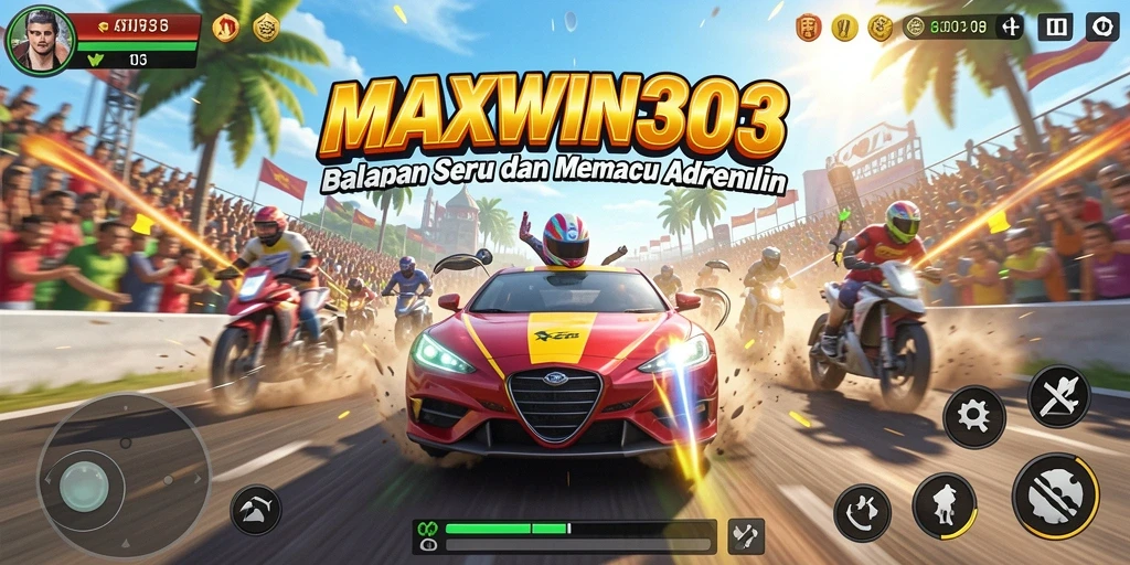 Gameplay seru balap mobil dalam MAXWIN303 di lintasan yang menantang.