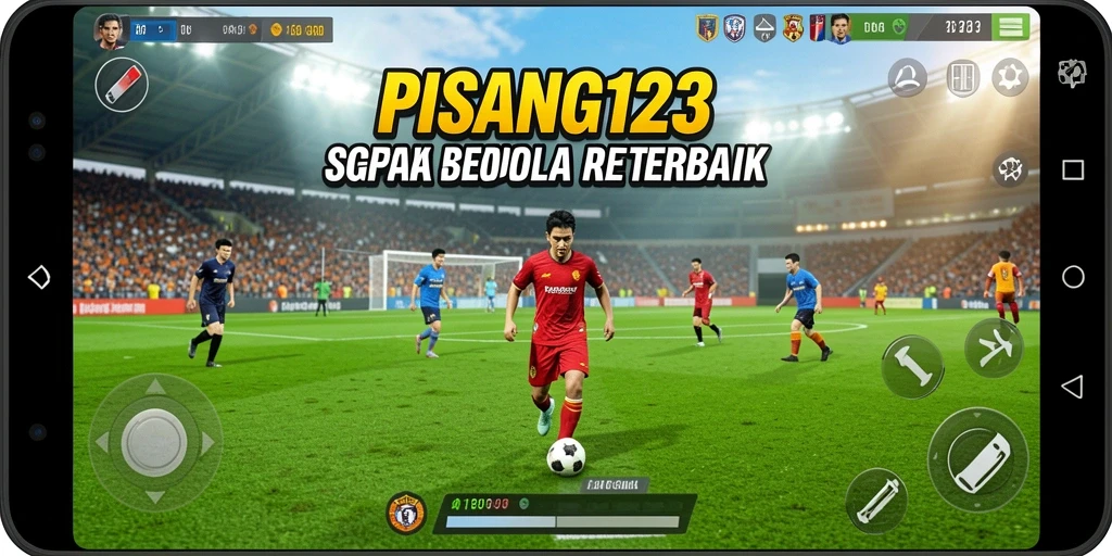 Screenshot utama PISANG123 menampilkan pertarungan sengit di lapangan sepak bola.