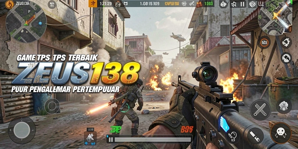 Screenshot gameplay ZEUS138 menampilkan aksi seru di medan perang TPS.